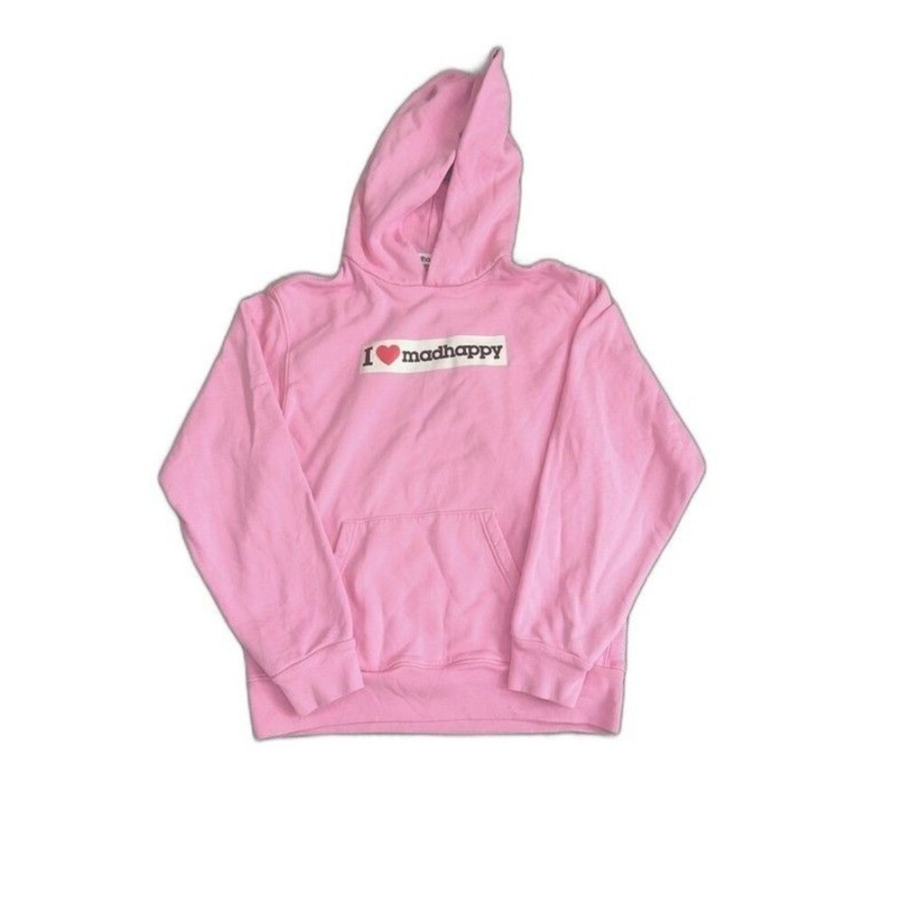 Madhappy I Love Madhappy Hoodie Pink Graphic Kangaroo Pocket Fleece